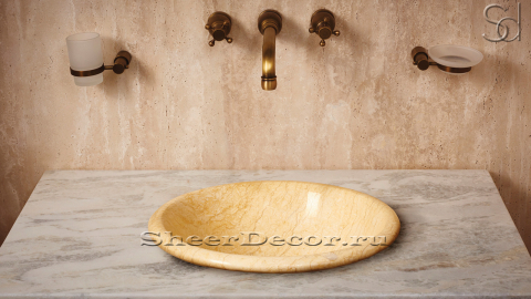 Мраморная раковина Afra из желтого камня Silvia Oro ЕГИПЕТ 206029111 для ванной комнаты_4