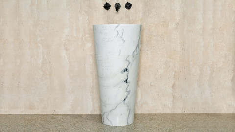 Мраморная раковина с пьедесталом Alana M11 из белого камня Clouds ИСПАНИЯ 0410101711 для  комнаты_3