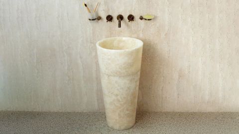 Каменная мойка Alana M11 из кремового оникса Creamy Honey ИНДИЯ 0419331711 для ванной комнаты_3