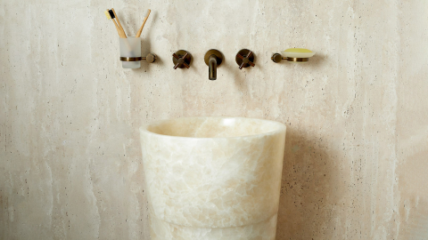 Каменная мойка Alana M11 из кремового оникса Creamy Honey ИНДИЯ 0419331711 для ванной комнаты_4