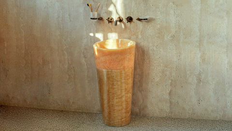 Каменная мойка Alana M11 из желтого оникса Honey Onyx ИНДИЯ 0410161711 для ванной комнаты_3