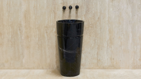 Мраморная раковина на пьедестале Alana из черного камня Nero Marquina ИСПАНИЯ 041018171 для ванной комнаты_1