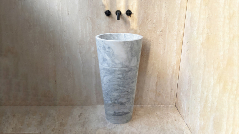Мраморная раковина на пьедестале Alana M11 из серого камня Statuarietto ИТАЛИЯ 0411611711 для ванной комнаты_1