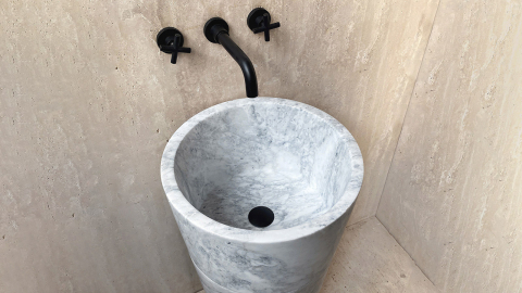 Мраморная раковина на пьедестале Alana M11 из серого камня Statuarietto ИТАЛИЯ 0411611711 для ванной комнаты_2