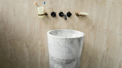 Мраморная раковина на пьедестале Alana M11 из серого камня Statuarietto ИТАЛИЯ 0411611711 для ванной комнаты_5