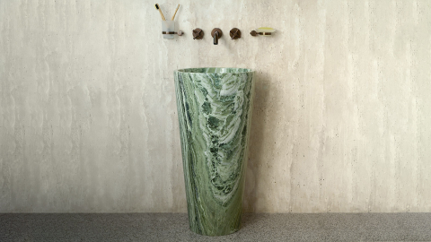 Мраморная раковина с пьедесталом Alana M12 из зеленого камня Verdeprato КИТАЙ 0417891712 для  комнаты_2