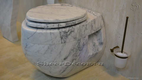 Каменный унитаз Alessi Standart из белого камня - мрамора Bianco Carrara_1