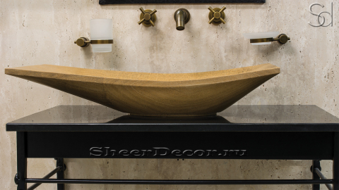 Мраморная раковина Ariana из коричневого камня Wooden Yellow ЕГИПЕТ 143032111 для ванной комнаты_3