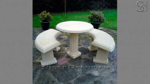 Мраморный стол со стульями Armando Ribbed из камня Silvia Oro_1