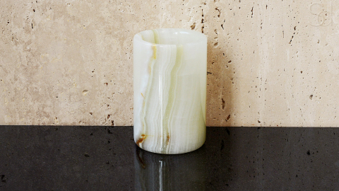 Каменная стакан круглой формы Glass Cylinder из белого камня White Onyx_3