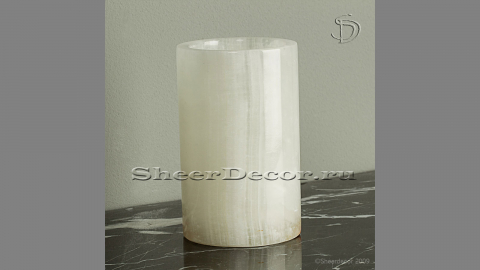 Каменная стакан круглой формы Glass Cylinder из белого камня White Onyx_1