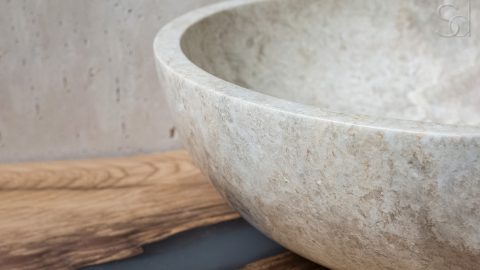 Мраморная раковина Bowl M13 из бежевого камня Biscuit Stone ИНДОНЕЗИЯ 6373751113 для ванной комнаты_6