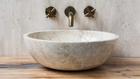 Мраморная раковина Bowl M13 из бежевого камня Biscuit Stone ИНДОНЕЗИЯ 6373751113 для ванной комнаты_7