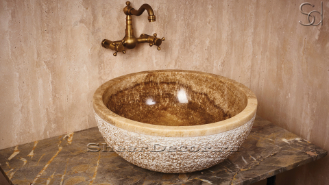 Коричневая раковина Bowl из камня оникса Brown Honey ИНДИЯ 637081811 для ванной комнаты_3