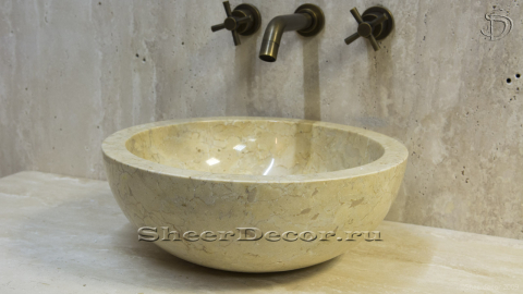 Мраморная раковина Bowl из желтого камня Galala Yellow ИНДОНЕЗИЯ 637096111 для ванной комнаты_2