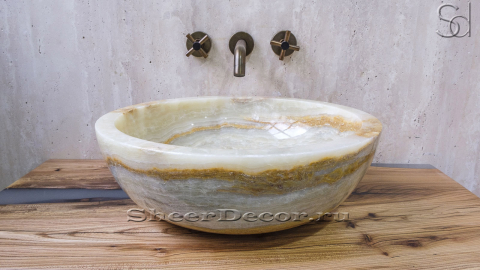Каменная мойка Bowl из зеленого оникса Green Onyx ИНДОНЕЗИЯ 637033111 для ванной комнаты_6