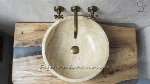 Каменная мойка Bowl M11 из желтого оникса Honey Onyx ИНДИЯ 6370161111 для ванной комнаты_2