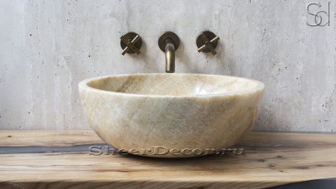 Каменная мойка Bowl M11 из желтого оникса Honey Onyx ИНДИЯ 6370161111 для ванной комнаты_3