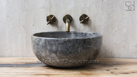 Мраморная раковина Bowl M14 из серого камня Quarry Stone ИНДОНЕЗИЯ 6373791114 для ванной комнаты_2