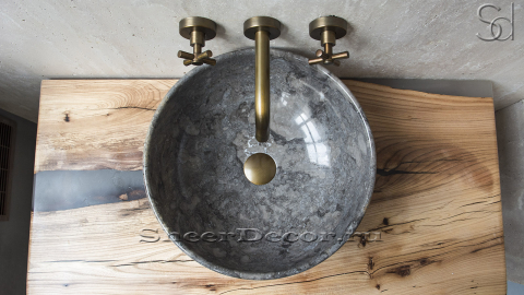Мраморная раковина Bowl M14 из серого камня Quarry Stone ИНДОНЕЗИЯ 6373791114 для ванной комнаты_4