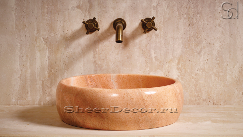 Мраморная раковина Bowl M4 из розового камня Sunset Red ПАКИСТАН 637057114 для ванной комнаты_1