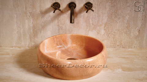 Мраморная раковина Bowl M4 из розового камня Sunset Red ПАКИСТАН 637057114 для ванной комнаты_2