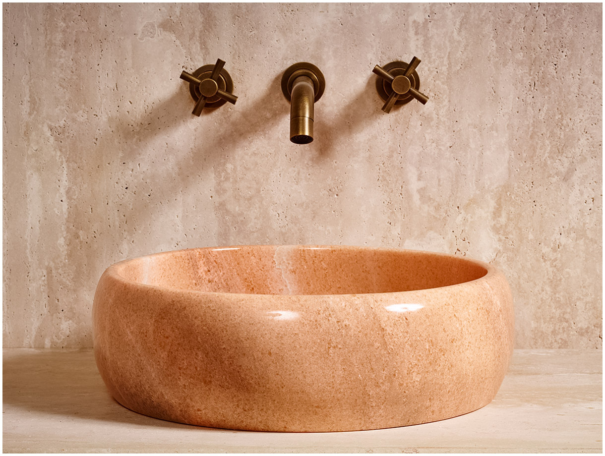 Мраморная раковина Bowl M4 из розового камня Sunset Red ПАКИСТАН 637057114 для ванной комнаты_4
