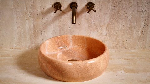 Мраморная раковина Bowl M4 из розового камня Sunset Red ПАКИСТАН 637057114 для ванной комнаты_4