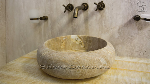 Мраморная раковина Brina из бежевого камня Crystal Beige ИСПАНИЯ 266090111 для ванной комнаты_2