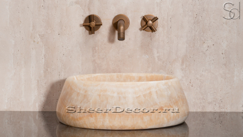 Каменная мойка Bull M10 из желтого оникса Honey Onyx ИНДИЯ 0390161110 для ванной комнаты_2