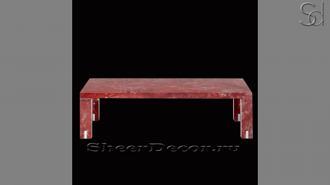 Каменный стол Carlos из красного мрамора Imperial Rose в сборе _1