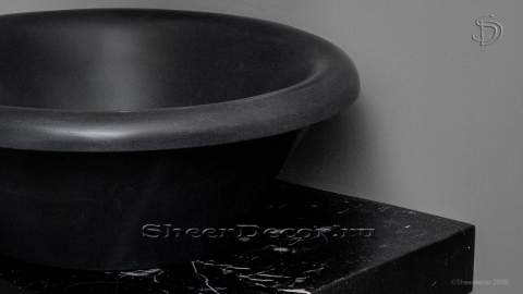 Черная раковина Cono из натурального базальта Mongolian Black ИНДОНЕЗИЯ 008031011 для ванной комнаты_2