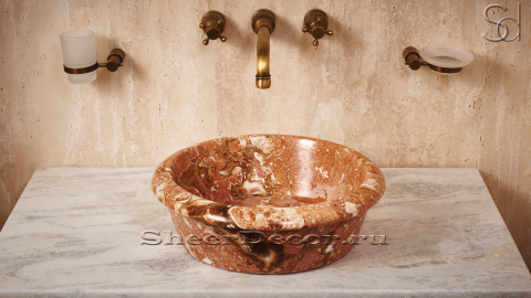 Мраморная раковина Cono из красного камня Rosso Levanto ИНДИЯ 008053111 для ванной комнаты_2