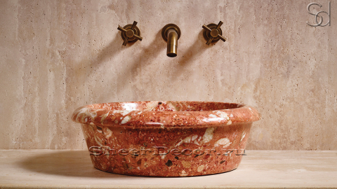 Мраморная раковина Cono из красного камня Rosso Levanto ИНДИЯ 008053111 для ванной комнаты_3