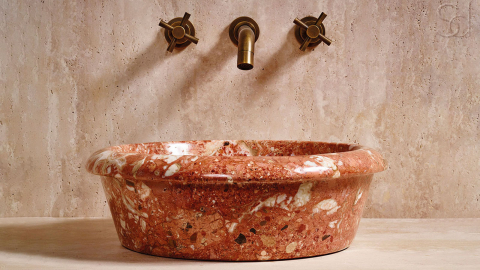 Мраморная раковина Cono из красного камня Rosso Levanto ИНДИЯ 008053111 для ванной комнаты_6
