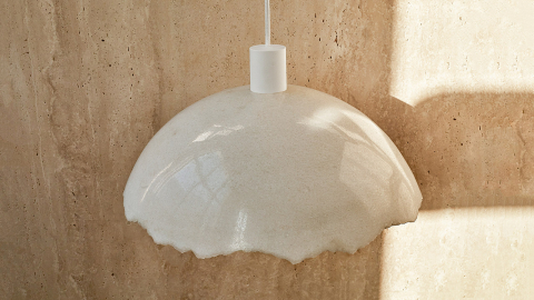 Каменный подвесной светильник Crag 4015 Pendant из белого мрамора Snow Crystal в сборе _4