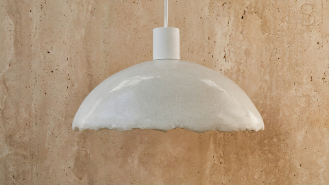 Мраморный подвесной светильник Crag Pendant из камня Snow Crystal в сборе _2