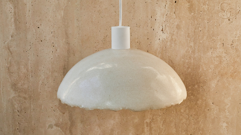 Мраморный подвесной светильник Crag Pendant из камня Snow Crystal в сборе _4