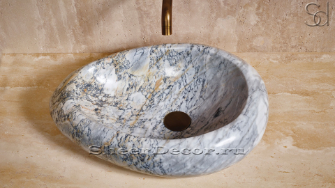 Мраморная раковина Distrito M5 из белого камня Calacatta Gold ИТАЛИЯ 014115115 для ванной комнаты_2