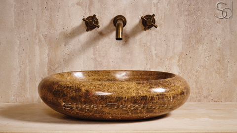 Мраморная раковина Distrito из коричневого камня Emperador Gold ИСПАНИЯ 014089111 для ванной комнаты_2