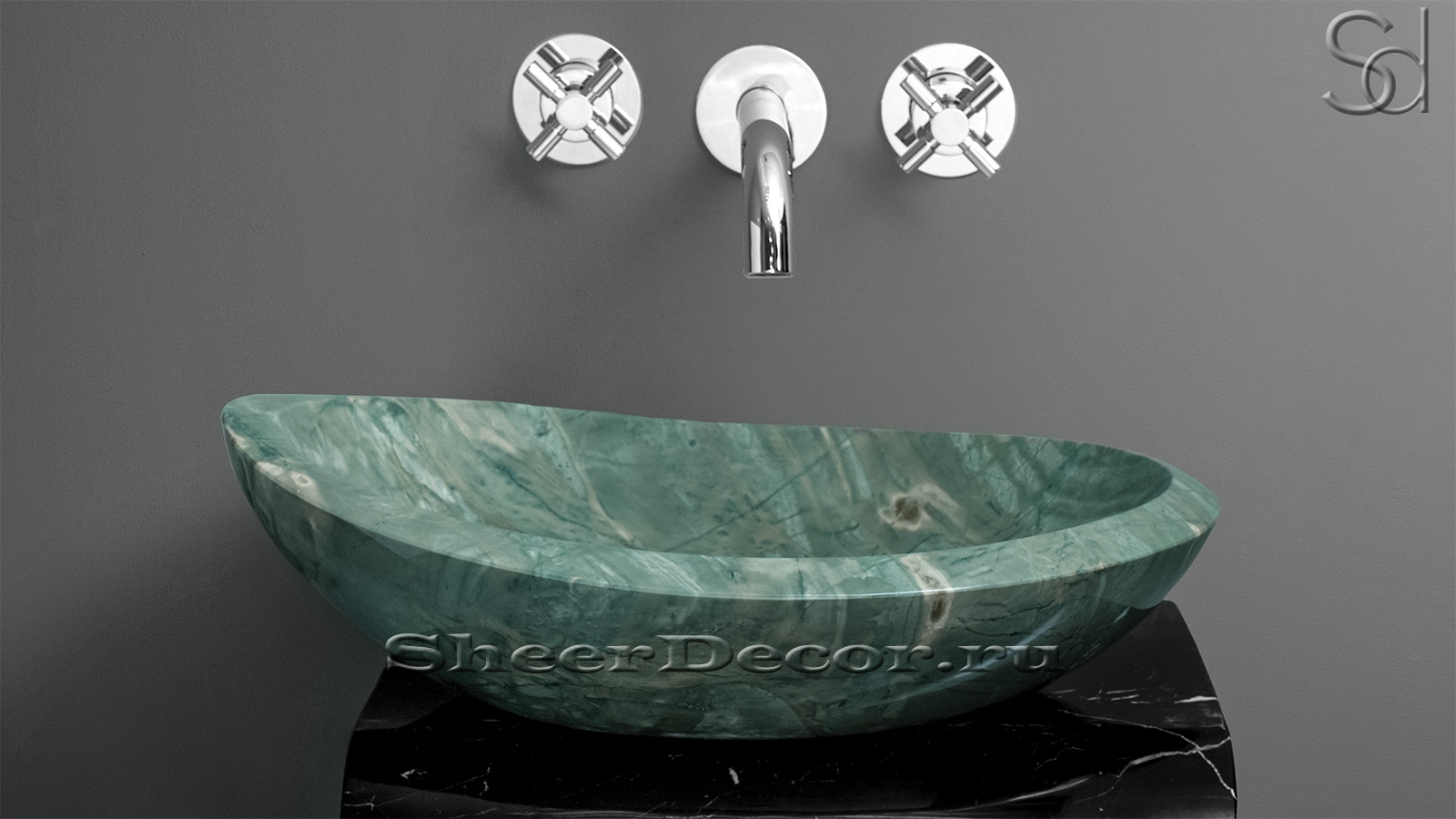 Накладная раковина Eddita из зеленого кварцита Dragon Green_1600_pixels_1 Каменная раковина овальной формы Eddita из зеленого камня Dragon Green_1600_pixels_1