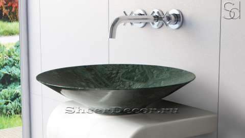 Мраморная раковина Flo из зеленого камня Dark Green ИТАЛИЯ 015013111 для ванной комнаты_3
