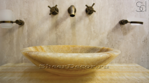 Желтая раковина Flo M2 из камня оникса Honey Onyx ИНДИЯ 015016112 для ванной комнаты_5