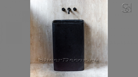 Мраморная раковина на пьедестале Flow M6 из черного камня Nero Marquina ИСПАНИЯ 023018076 для ванной комнаты_1
