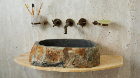 Каменная мойка Hector M159 из серого андезита Andesite ИСПАНИЯ 00700111159 для ванной комнаты_3