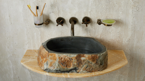Каменная мойка Hector M159 из серого андезита Andesite ИСПАНИЯ 00700111159 для ванной комнаты_4