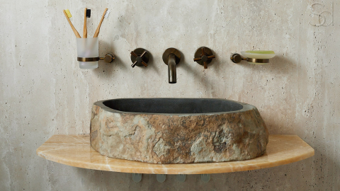 Каменная мойка Hector M159 из серого андезита Andesite ИСПАНИЯ 00700111159 для ванной комнаты_6