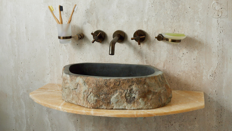 Каменная мойка Hector M159 из серого андезита Andesite ИСПАНИЯ 00700111159 для ванной комнаты_7