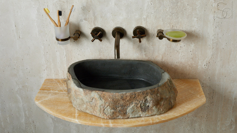 Каменная мойка Hector M159 из серого андезита Andesite ИСПАНИЯ 00700111159 для ванной комнаты_8