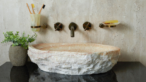 Каменная мойка Hector M168 из бежевого оникса Beige Honey ИНДИЯ 00709311168 для ванной комнаты_5